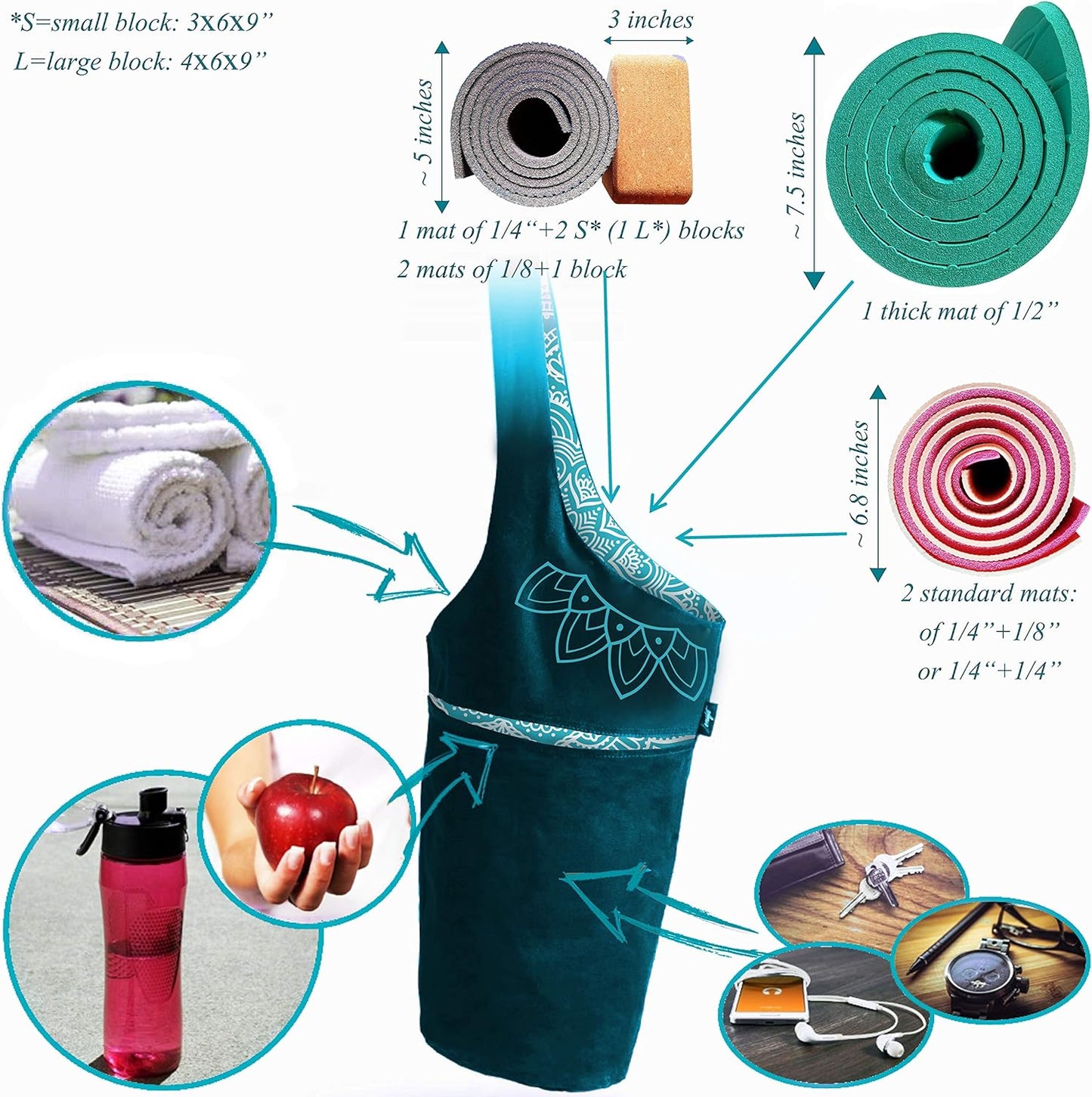 Yoga Mat Bag, Long Tote with Pockets for your Yoga Accessories